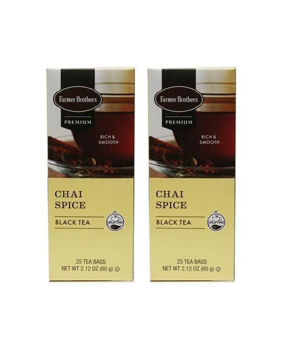 Farmer Brothers Premium: Chai Spice Hot Tea, 2/25 Ct Tea Boxes 3 Farmer Brothers Premium: Chai Spice Hot Tea, 2/25 Ct Tea Boxes