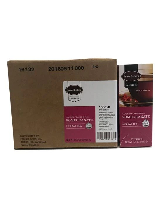 Farmer Brothers Premium: Pomegranate Hot Tea, 6/25 Ct Tea Boxes 3 Farmer Brothers Premium: Pomegranate Hot Tea, 6/25 Ct Tea Boxes