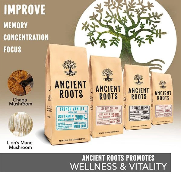 Ancient Roots French Vanilla Flavored Mushroom Coffee By Corim Premium Blends 4/12 Oz Bags 5 Ancient Roots French Vanilla Flavored Mushroom Coffee By Corim Premium Blends 4/12 Oz Bags - Image 3
