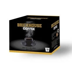 Brickhouse Single Serve Coffee, Decaf Caramel Brulee, 72 Count -Koffee Express Shop brickhouse decaf caramel brulee single serve cups 12 count 1 1