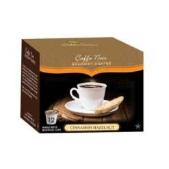 Caffe Noir Gourmet Coffee Cinnamon Hazelnut, Single Serve Beverage Cups, 6 Box 12 Count Each -Koffee Express Shop caffe noir gourment coffee cinnamon hazelnut 12 ct