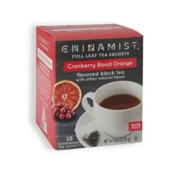 China Mist - Cranberry Blood Orange Organic Black Full Leaf Tea Sachet, 4 Boxes 15 Count Each -Koffee Express Shop china mist cranberry blood orange organic black full leaf tea sachet 15 count 2