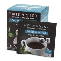 China Mist - English Breakfast Organic Black Full Leaf Tea Sachet, 15 Count Box - Biodegradable And Individually Wrapped (6 Pack) -Koffee Express Shop china mist english breakfast organic black full leaf tea sachet 15 cnt box 1 1 1