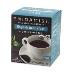 China Mist - English Breakfast Organic Black Full Leaf Tea Sachet, 15 Count Box - Biodegradable And Individually Wrapped (6 Pack) -Koffee Express Shop china mist english breakfast organic black full leaf tea sachet 15 count box 1 1 1
