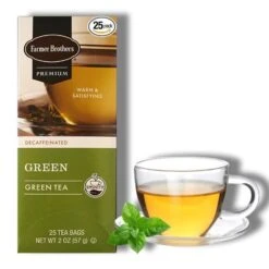 Farmer Brothers Premium: Decaf Green Tea, 2/25 Ct Tea Boxes -Koffee Express Shop fbgreentea 1