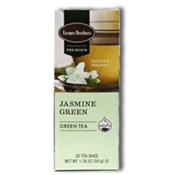 Farmer Brothers Premium Jasmine Green Hot Tea, 6/25 Ct Tea Boxes -Koffee Express Shop fbjasmine green hot tea2 1