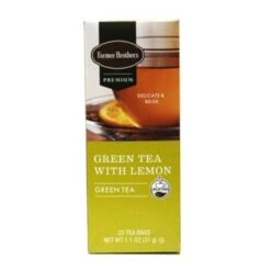 Farmer Brothers Premium: Green Tea With Lemon, 2/25 Ct Tea Boxes -Koffee Express Shop fblemontea1 1