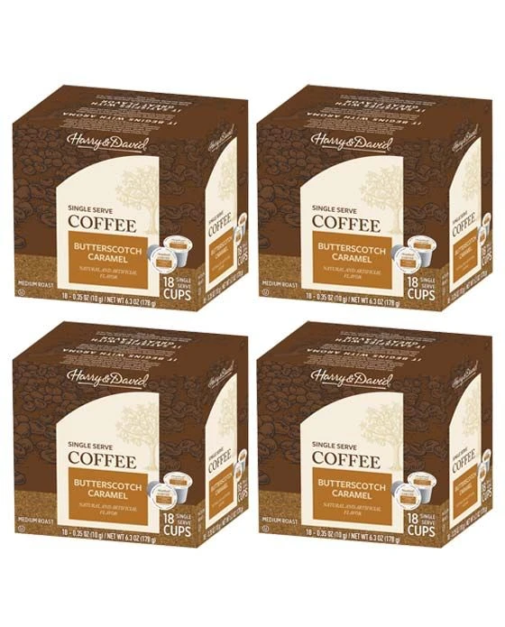 Harry & David Butterscotch Caramel Single Serve Coffee,4/18 Count 3 Harry & David Butterscotch Caramel Single Serve Coffee,4/18 Count