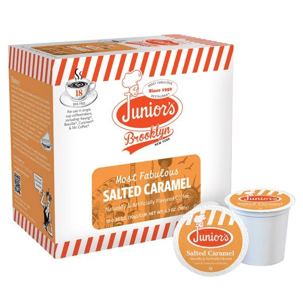 Junior's Most Fabulous Salted Caramel, Medium Roast Single Single Serve 2/18 Ct 3 Junior's Most Fabulous Salted Caramel, Medium Roast Single Single Serve 2/18 Ct