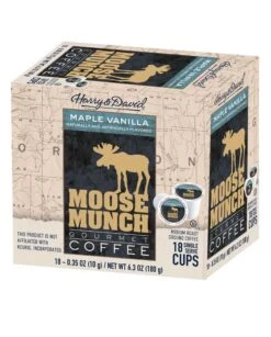 Moose Munch Maple Vanilla Single Serve Coffee By Harry & David, 4/18 Count -Koffee Express Shop moose munch maple vanilla single serve coffee by harry and david 4 18 count