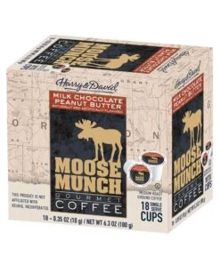 Moose Munch Milk Chocolate Peanut Butter Single Serve Cups, 2/18 Count -Koffee Express Shop moose munch milk chocolate peanut butter single serve cups 18 count