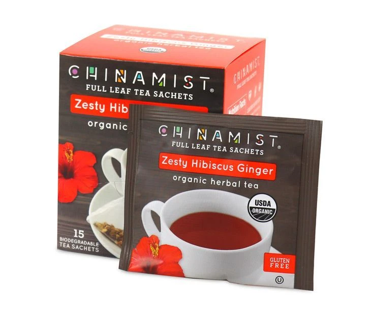 China Mist - Zesty Hibiscus Ginger Organic Black Full Leaf Tea Sachet, 15 Count Box - Biodegradable And Individually Wrapped 4 China Mist - Zesty Hibiscus Ginger Organic Black Full Leaf Tea Sachet, 15 Count Box - Biodegradable And Individually Wrapped - Image 2