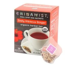 China Mist - Zesty Hibiscus Ginger Organic Black Full Leaf Tea Sachet, 6 Boxes 15 Count Each -Koffee Express Shop zestyhibiscusginger teasachets main 730x616 1 1 1